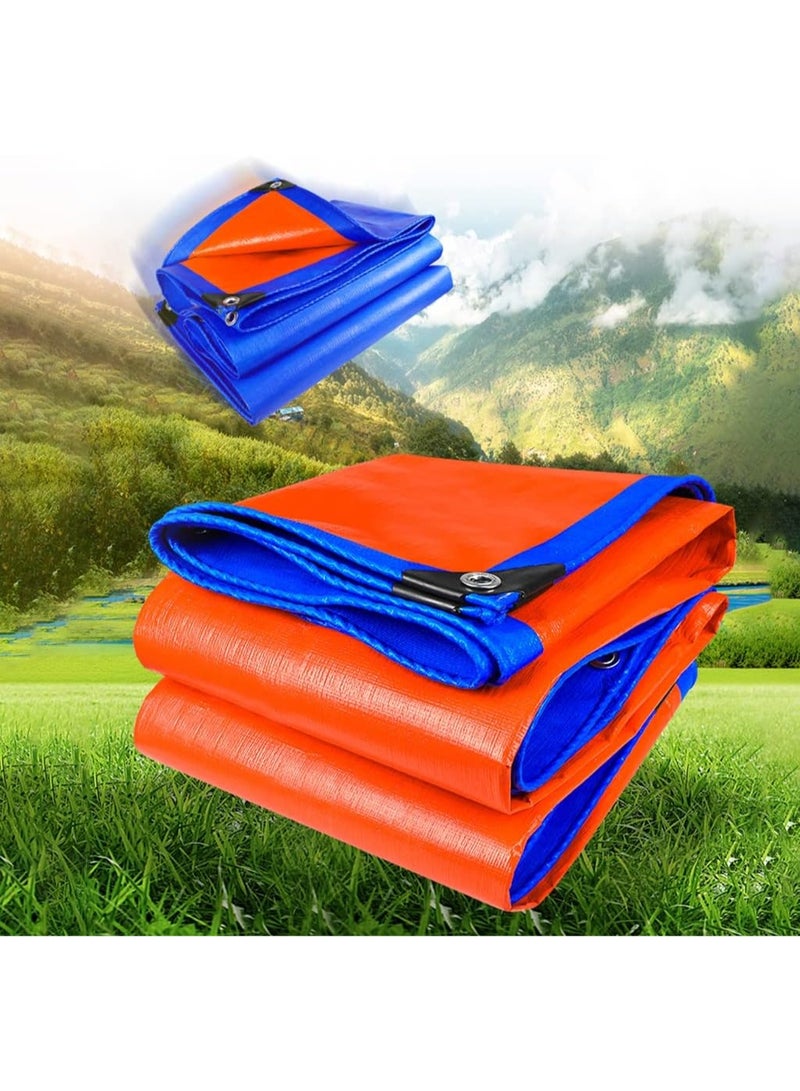 Waterproof Multi-Purpose Tarpaulin, Heavy Duty Tarp With Reinforced Eyelets, PE Blue Sheet Cover for Outdoor Camping, 160g/m² - Image 4